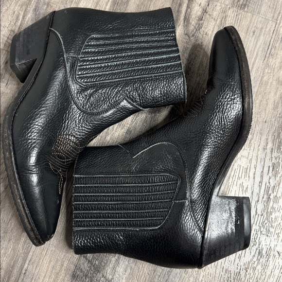Zadig & Voltaire Tyler Grained Vintage Western Ankle Boot Black Calf Leather 8.5 - Picture 5 of 8